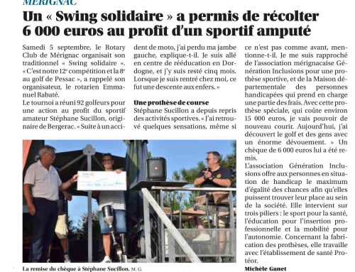 Un « Swing Solidaire » à permis de récolter 6000 euros au profit d&rsquo;un sportif amputé